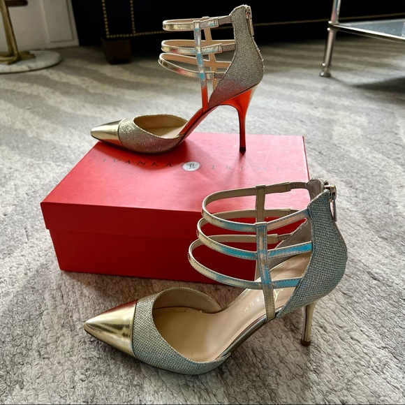 Ivanka Trump Dream Pointy Toe Pump in Glitter Gold Size 8.5 - Picture 3 of 7